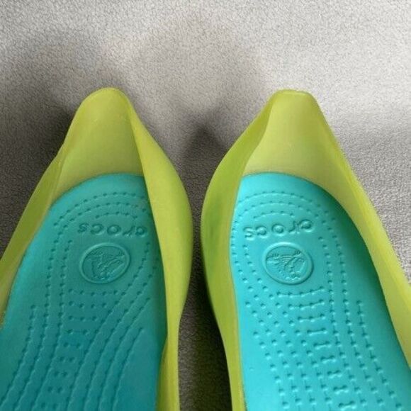Crocs Carlie Open Peep Toe Slip On Jelly Ballet Flats Sandals Women Size 7 Green - Picture 7 of 10
